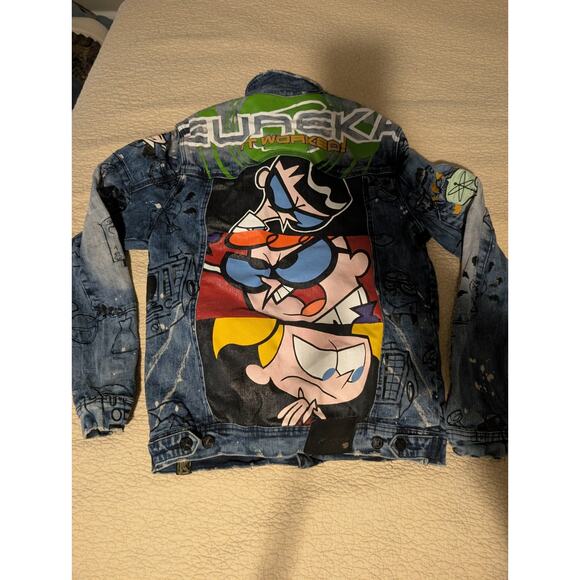 Dexter's Laboratory Cartoon Network Denim Jean Jacket Mens Sz Medium Multicolor - Picture 4 of 9